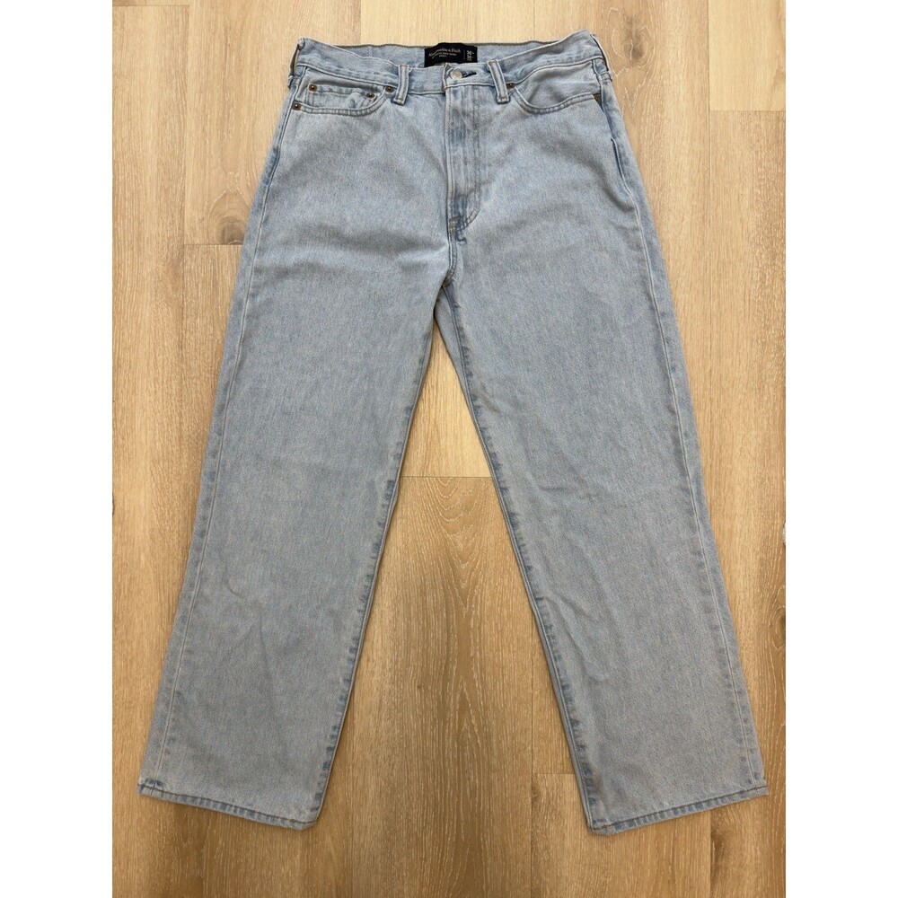 Abercrombie Baggy Jeans Authentic Rigid 100% Cotton Light Wash Unisex 30 x 30